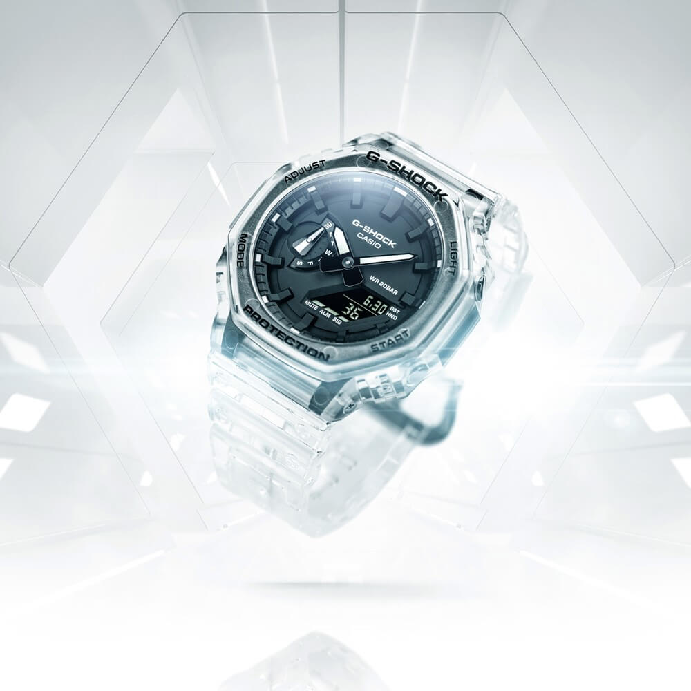 g-shock ga-2100ske скелетон прозрачные часы из полимера