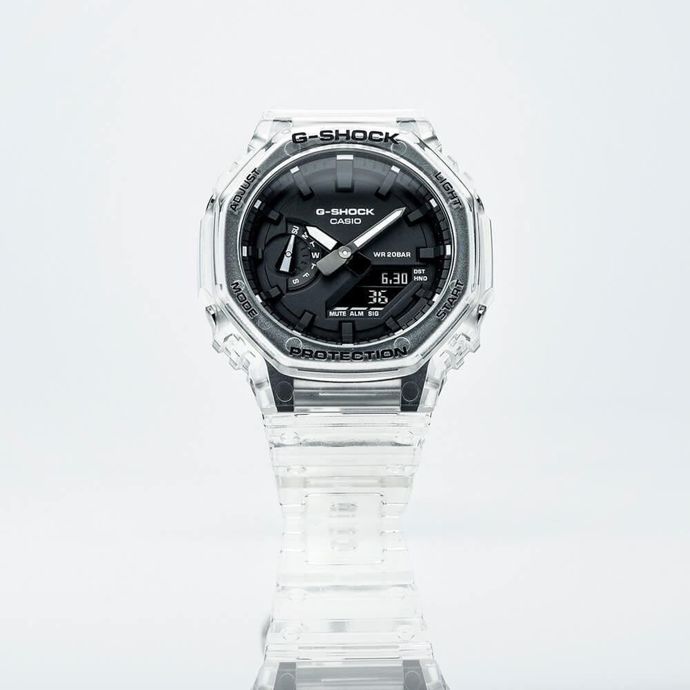 g-shock ga-2100ske скелетон прозрачные часы из полимера